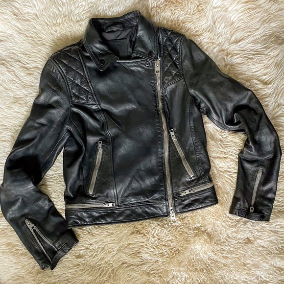 All Saints Jackets & Blazers - All Saints Quilted Leather Biker Jacket Size 6